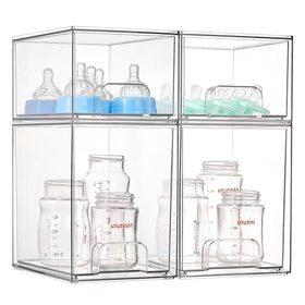 Vtopmart front view of stackable drawers for tidy baby bottle storage