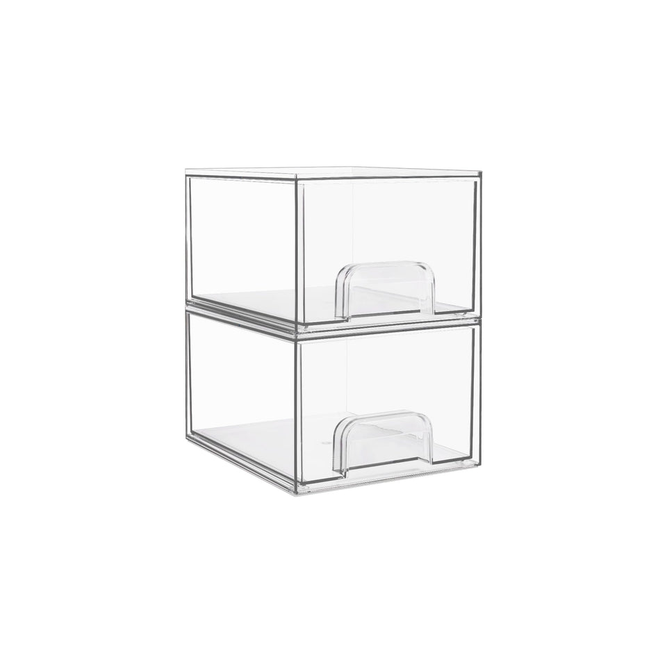 Vtopmart front view of clear drawers shows organized cosmetics and easy visibility
