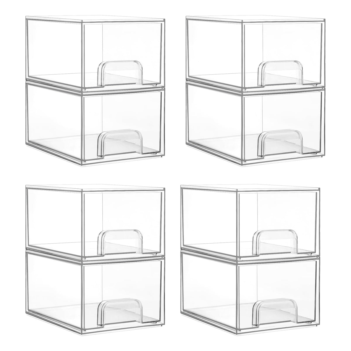 Vtopmart front view of eight clear stackable drawers showing organized contents