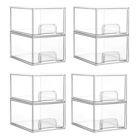 Vtopmart front view of eight clear stackable drawers showing organized contents