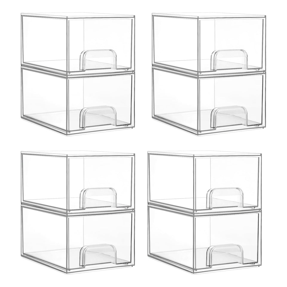 Vtopmart front view of eight clear stackable drawers showing organized contents