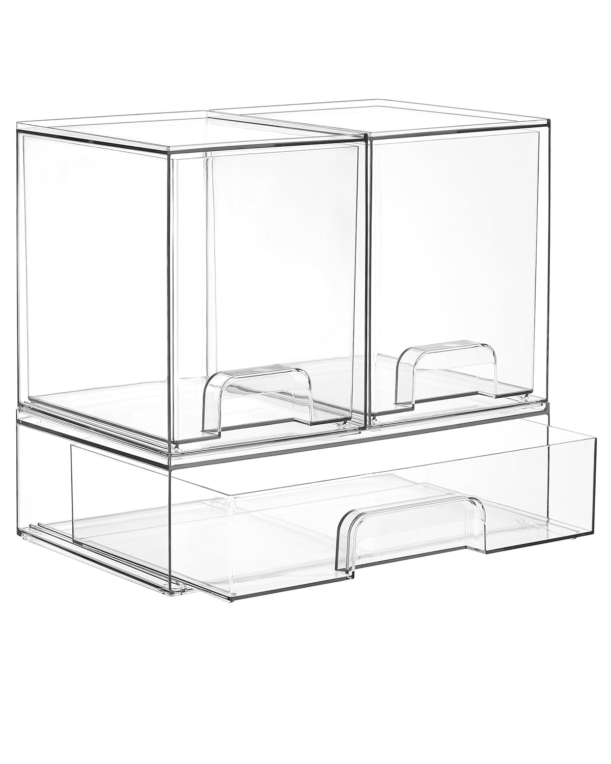 Vtopmart front view of three stackable drawers showing space-saving benefit