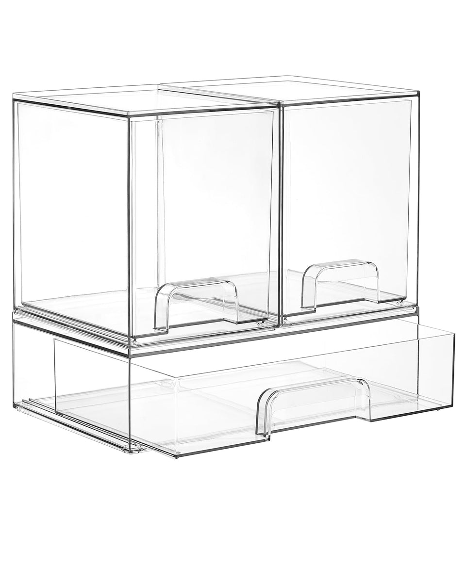 Vtopmart front view of three stackable drawers showing space-saving benefit