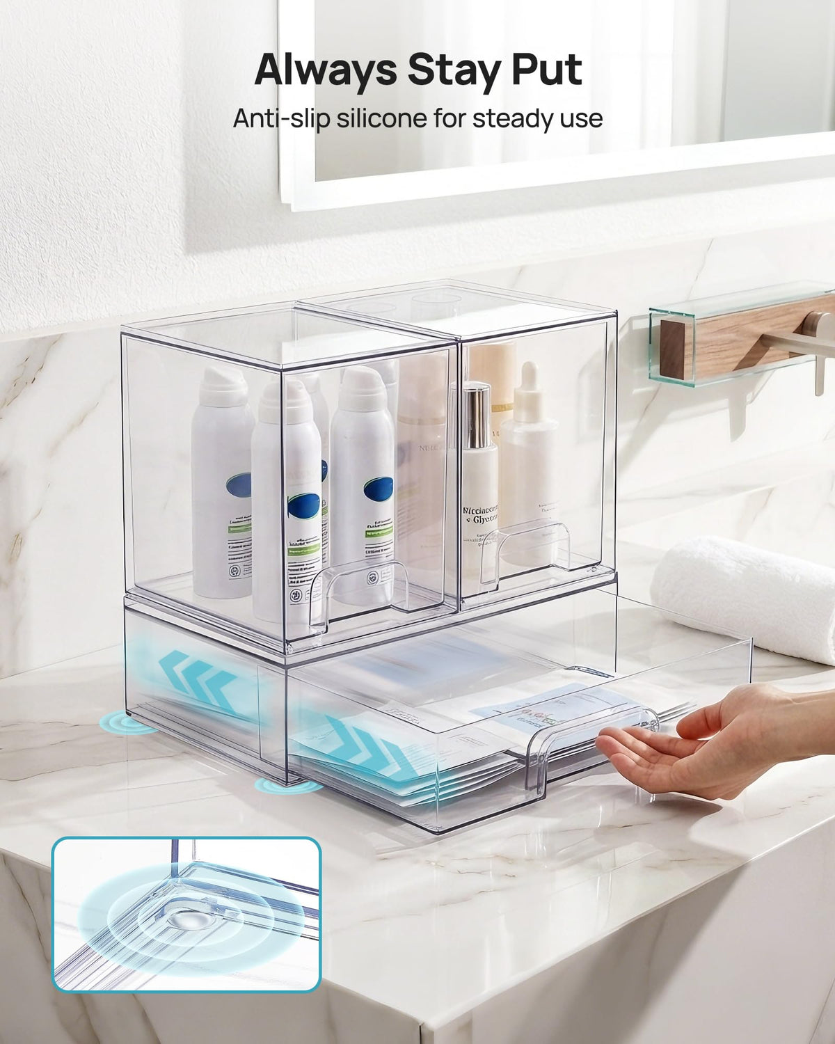 Vtopmart clear plastic side close-up showing durable, easy-to-clean material