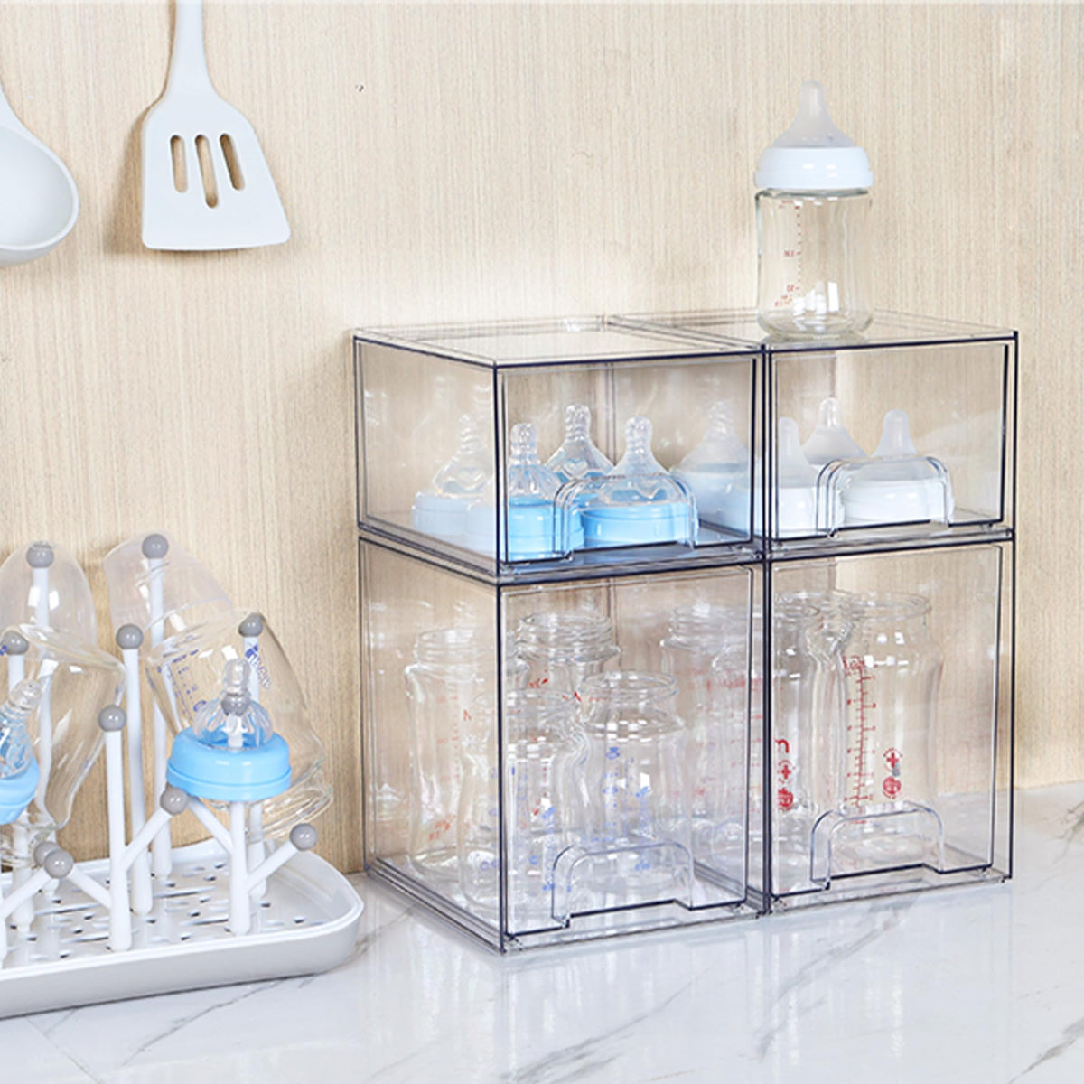 Vtopmart next to a lotion bottle demonstrating drawer height and fit