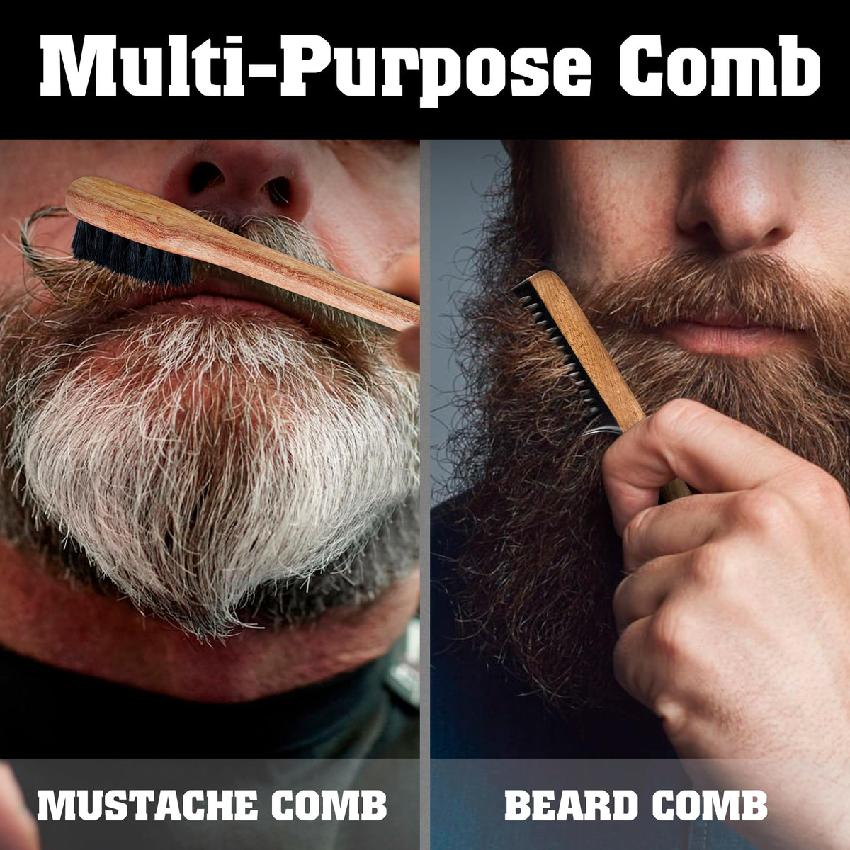 VTUNA close-up of oxtail bristles smoothing beard and distributing natural oils