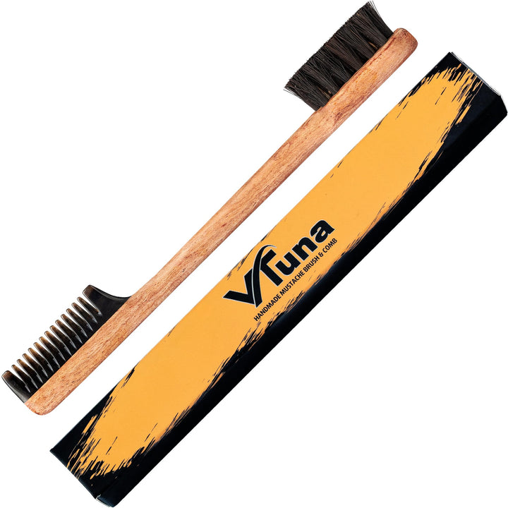 VTUNA front view of boxed comb and brush showing elegant gift-ready presentation