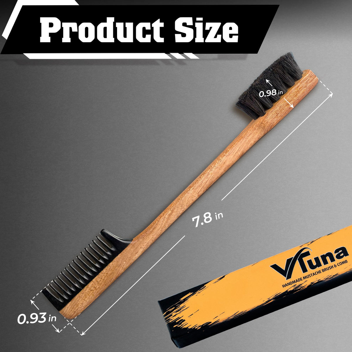 VTUNA handheld size comparison next to wallet demonstrating portable convenience