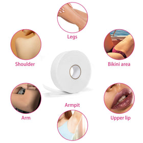 Vumdua strip applied on leg during waxing demonstrating smooth hair removal