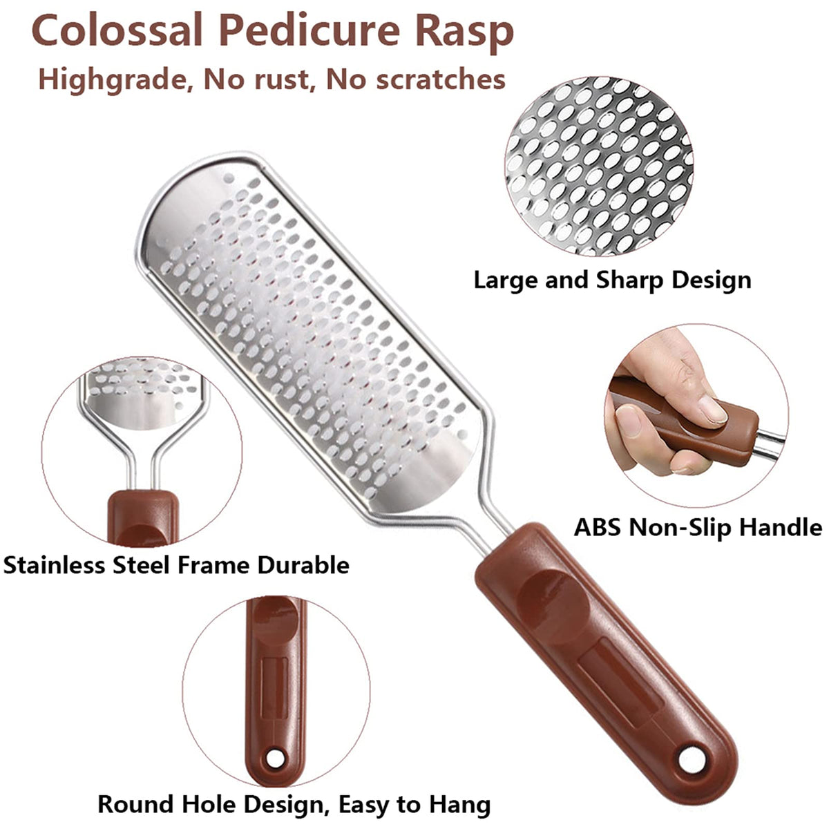 Vusoset close-up of stainless steel rasp texture for faster exfoliation