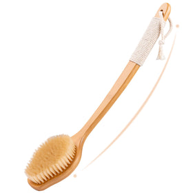 VWMYQ bamboo back scrubber front view showing full brush for effective cleaning