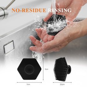 VWMYQ scrubber being used in shower illustrating effective cleansing and soothing massage