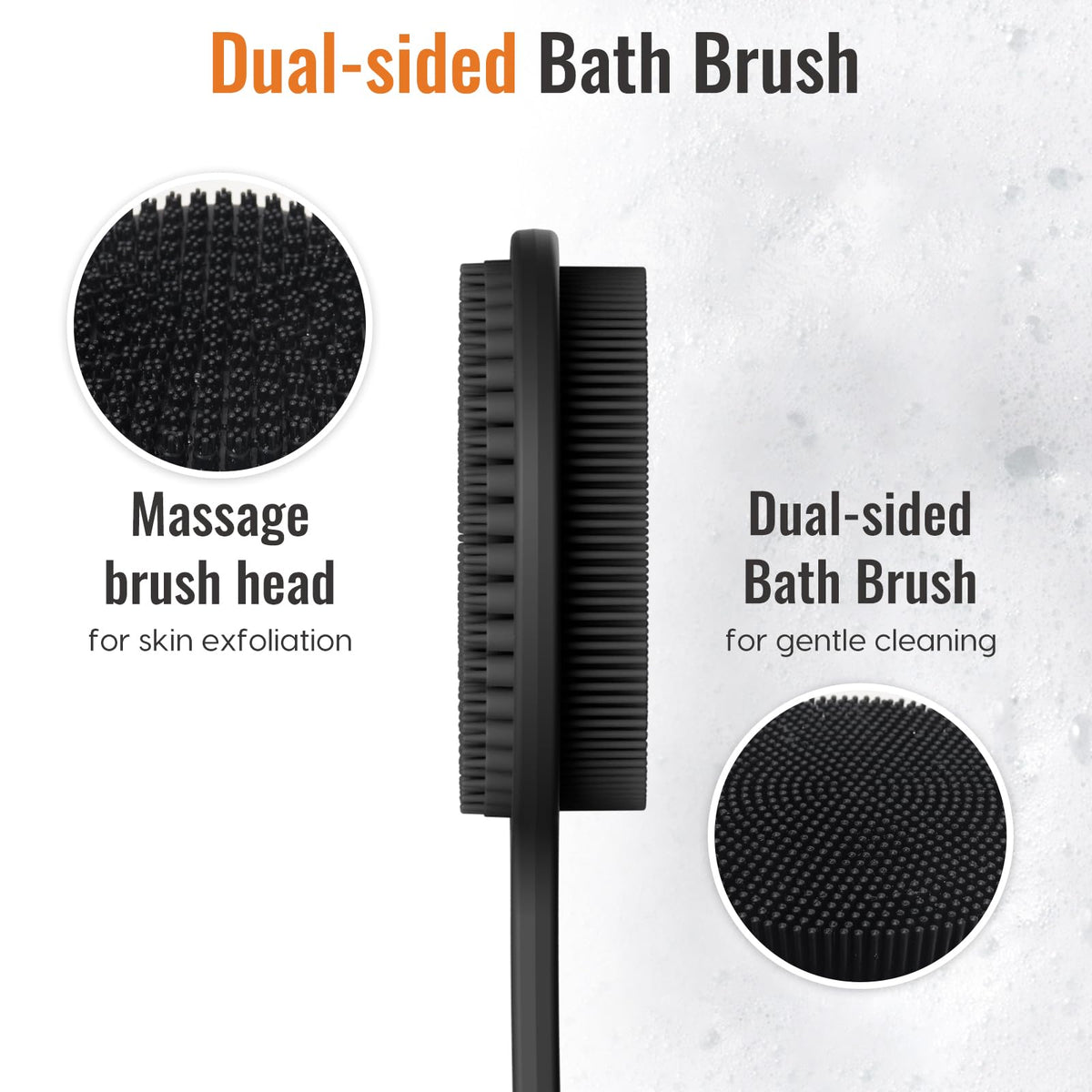 VWMYQ scrubber creating rich foam in shower for thorough cleansing