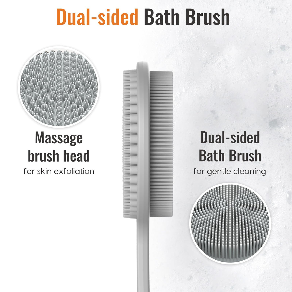 VWMYQ back scrubber in shower scene providing convenient cleansing and relaxation