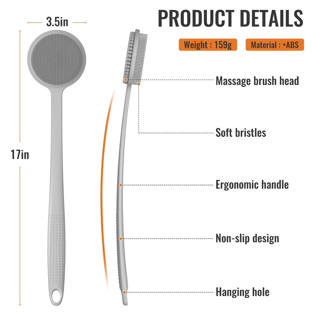VWMYQ textured massage side close-up that exfoliates and stimulates circulation