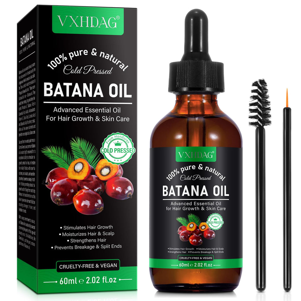 VXHDAG Batana oil front bottle showing label and volume, promotes natural nourishment