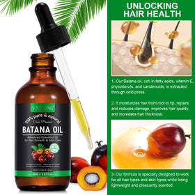 VXHDAG model applying Batana oil to hair ends for enhanced shine and softness