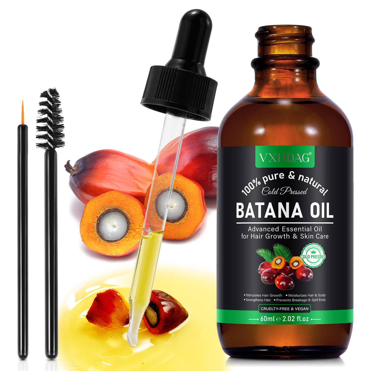VXHDAG Batana oil texture close-up highlighting lightweight, nutrient-rich oil