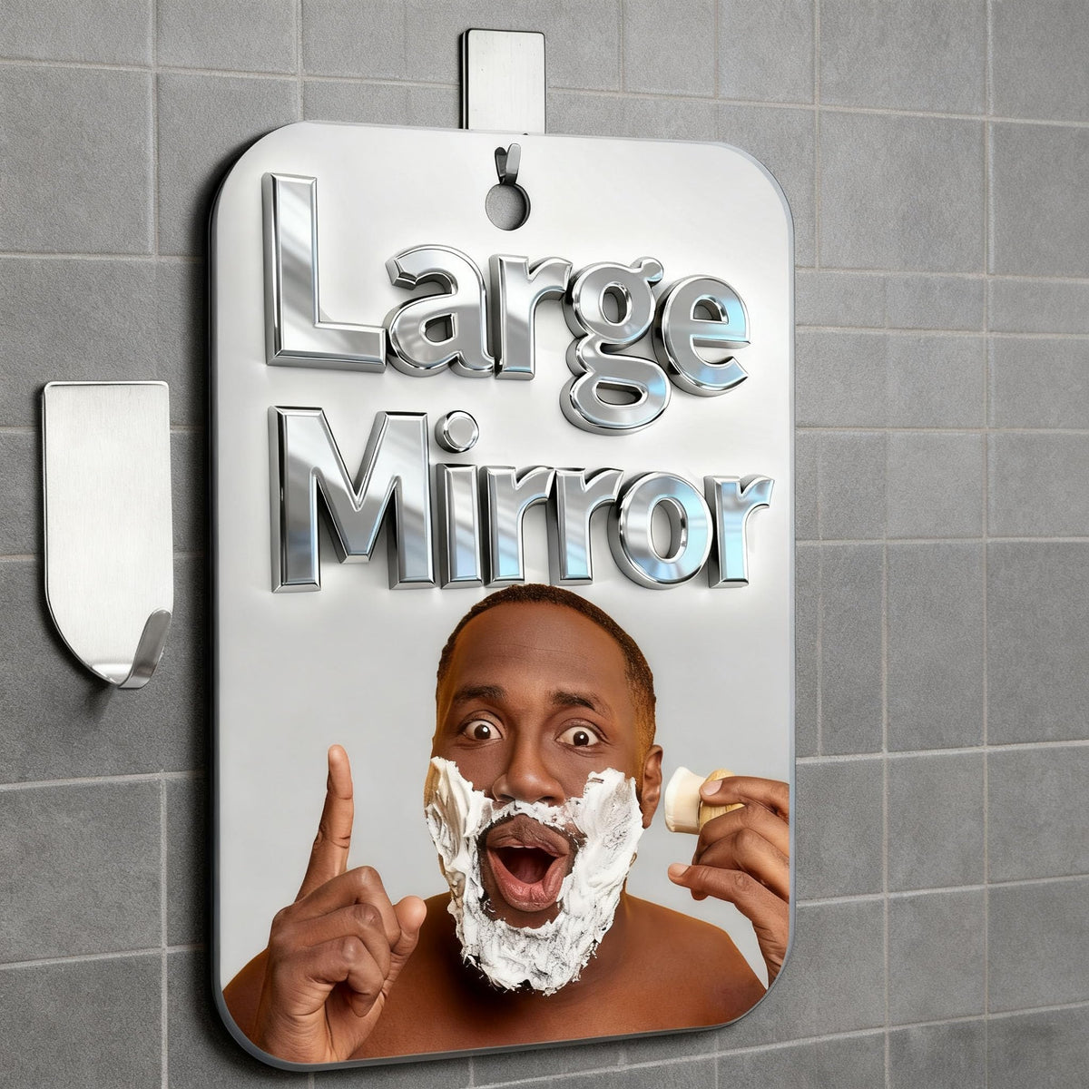 vxkzf front view large shower mirror showing full reflective surface and easy hanging