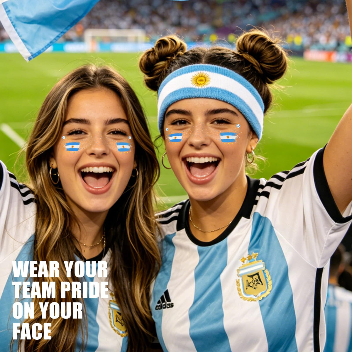 VXZ applied on cheek during game, secure waterproof look and comfort