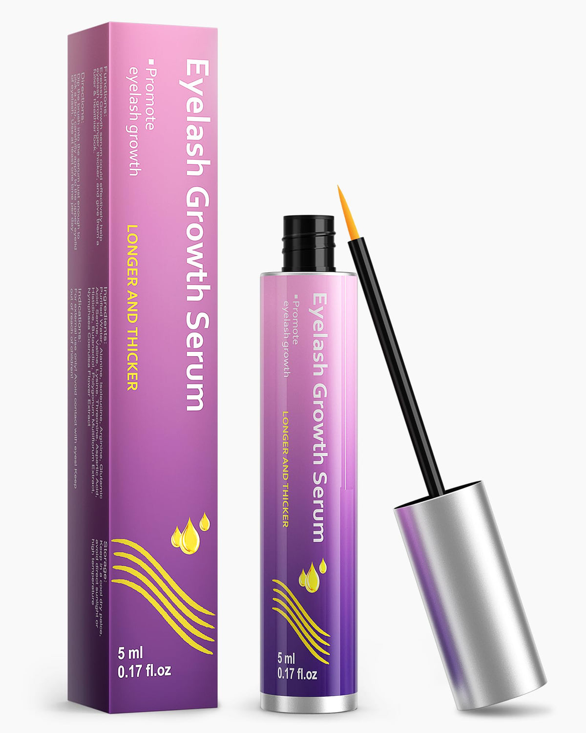 Vxzit front packaging showing the 5ml lash serum and clear benefit