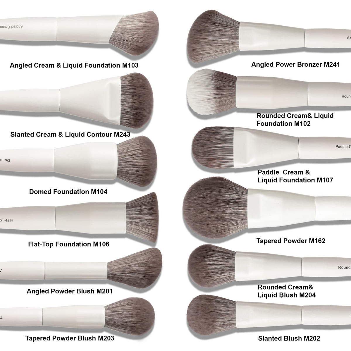 VYNESTRA arranged brushes highlighting numbered handles for easy selection