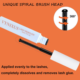 VYNIXUS removed cluster lashes on cotton pad showing gentle residue removal