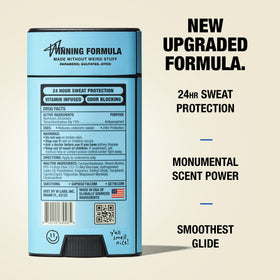 W closeup of label highlighting 24 hour protection and vitamin infusion