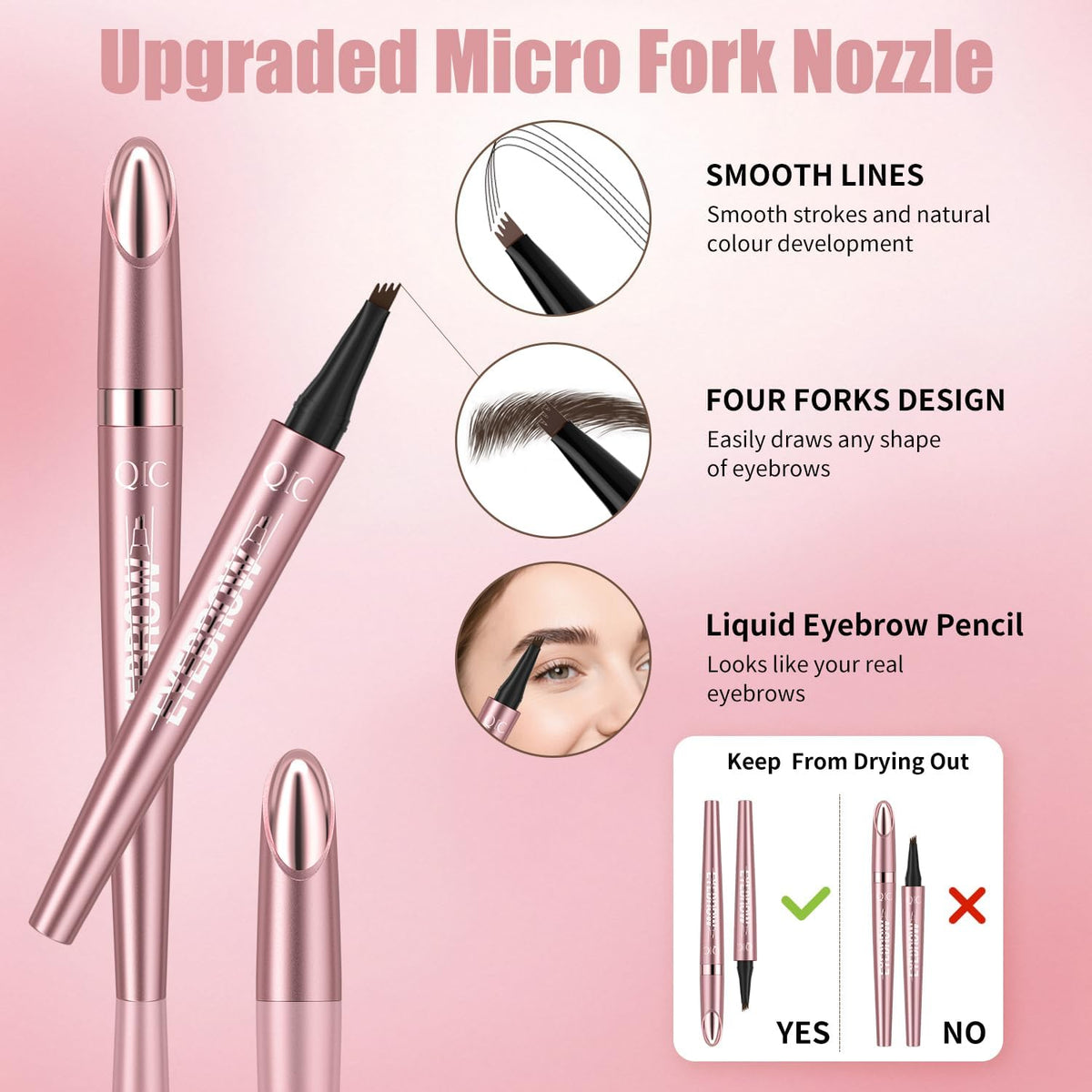 W3W pen in use drawing fine strokes for realistic brow volume