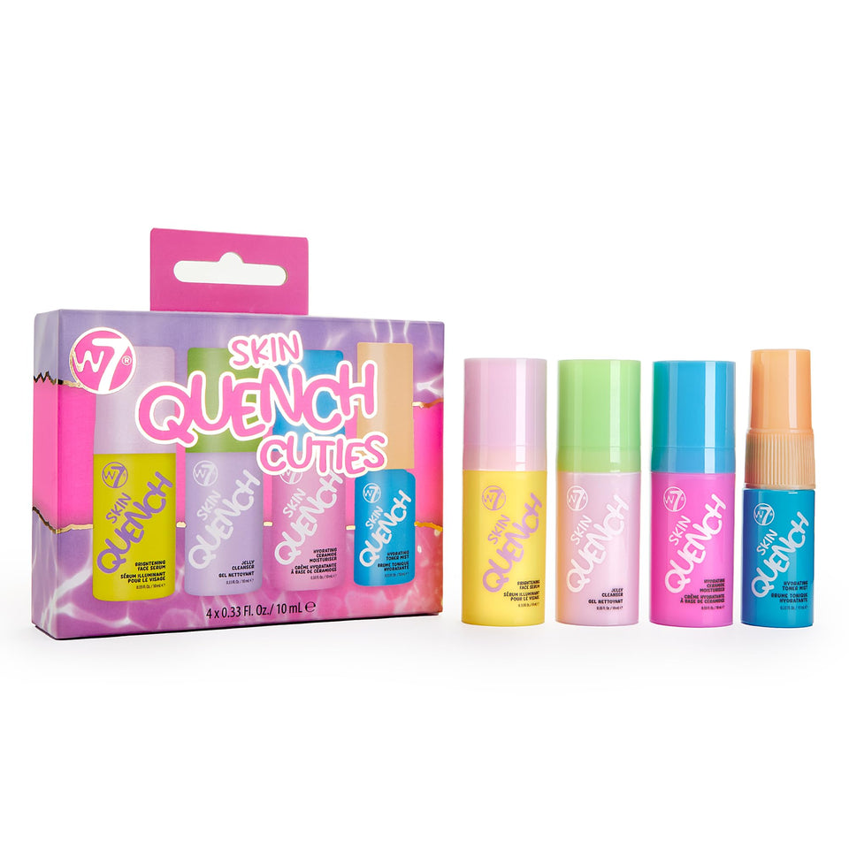 W7 front packaging of Skin Quench Cuties showcasing compact travel set