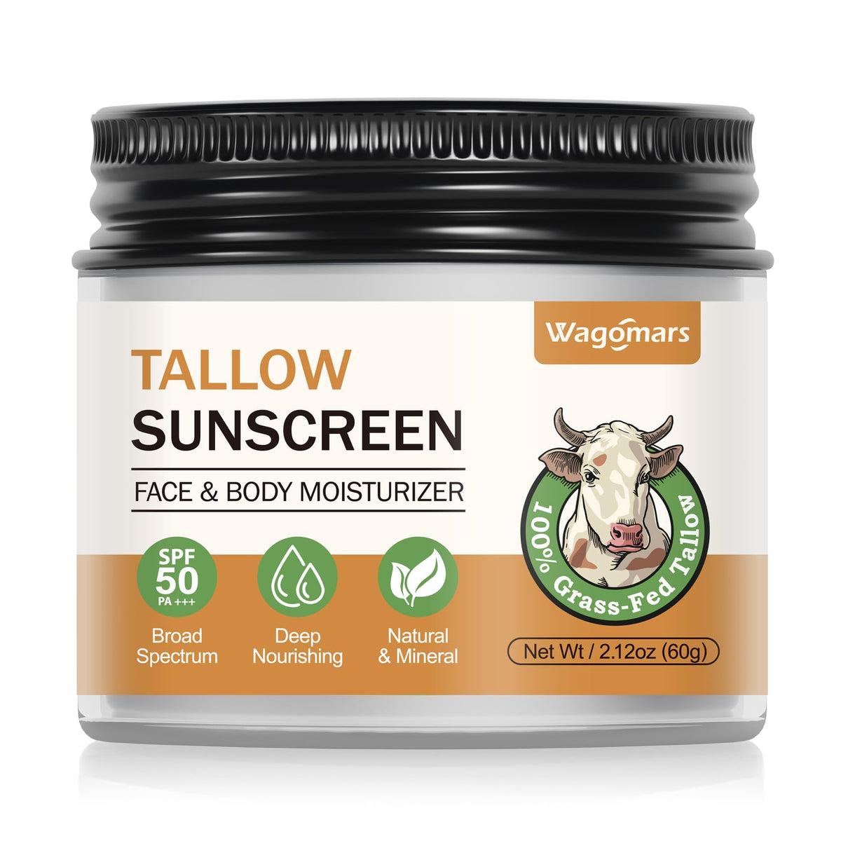 Wagomars front jar showing clean packaging and SPF50 protection