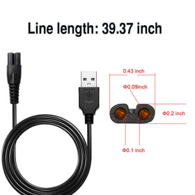 WAHFOX charger plugged into shaver and USB power source demonstrating safe charging