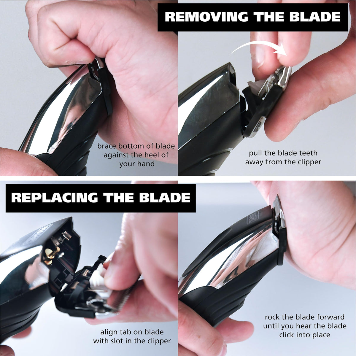 Wahl blade next to ruler showing compact size and exact fit for compatible models