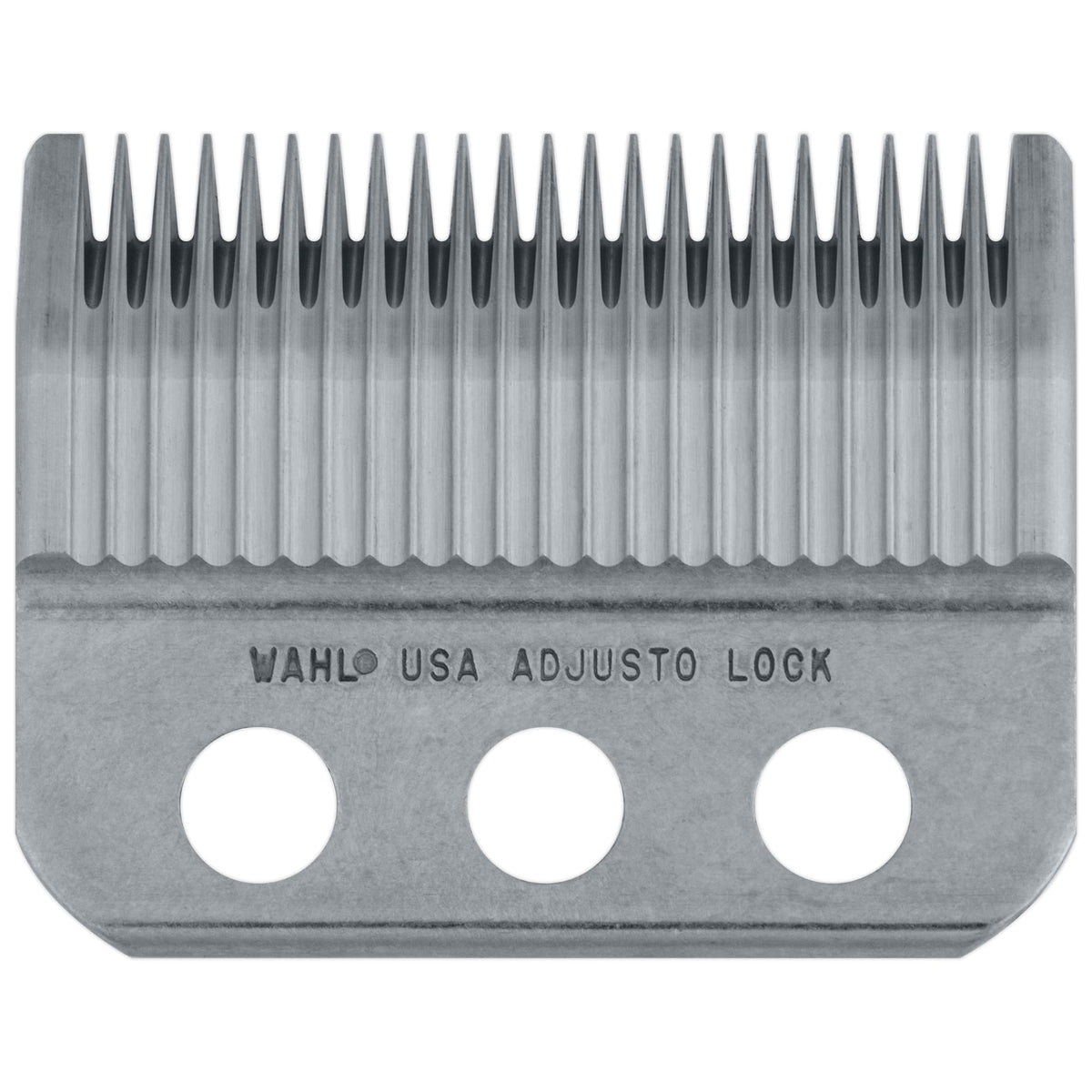 Wahl professional front view of 3-hole replacement blade showing fit and precision benefit