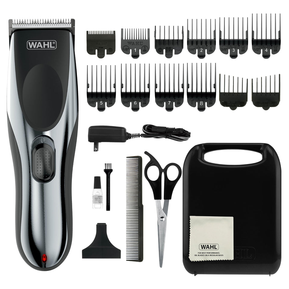 Wahl clipper front view showing kit and accessories for precise grooming