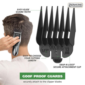 Wahl clipper held in hand to show compact ergonomic size