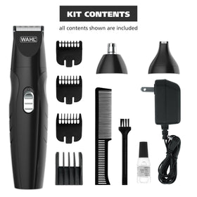 Wahl trimmer on bathroom counter in lifestyle setting for daily grooming convenience