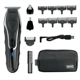 Wahl trimmer front view showing controls and ergonomic grip for comfortable handling