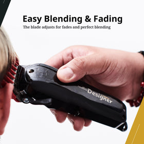 Wahl blade installed on Designer clipper demonstrating quick replacement benefit
