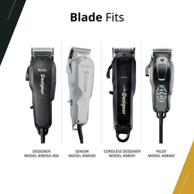 Wahl blade beside ruler showing scale and accurate 1mm–3mm cutting range