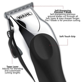 Wahl Chrome Pro clipper blades close-up showing precision steel for smoother cuts