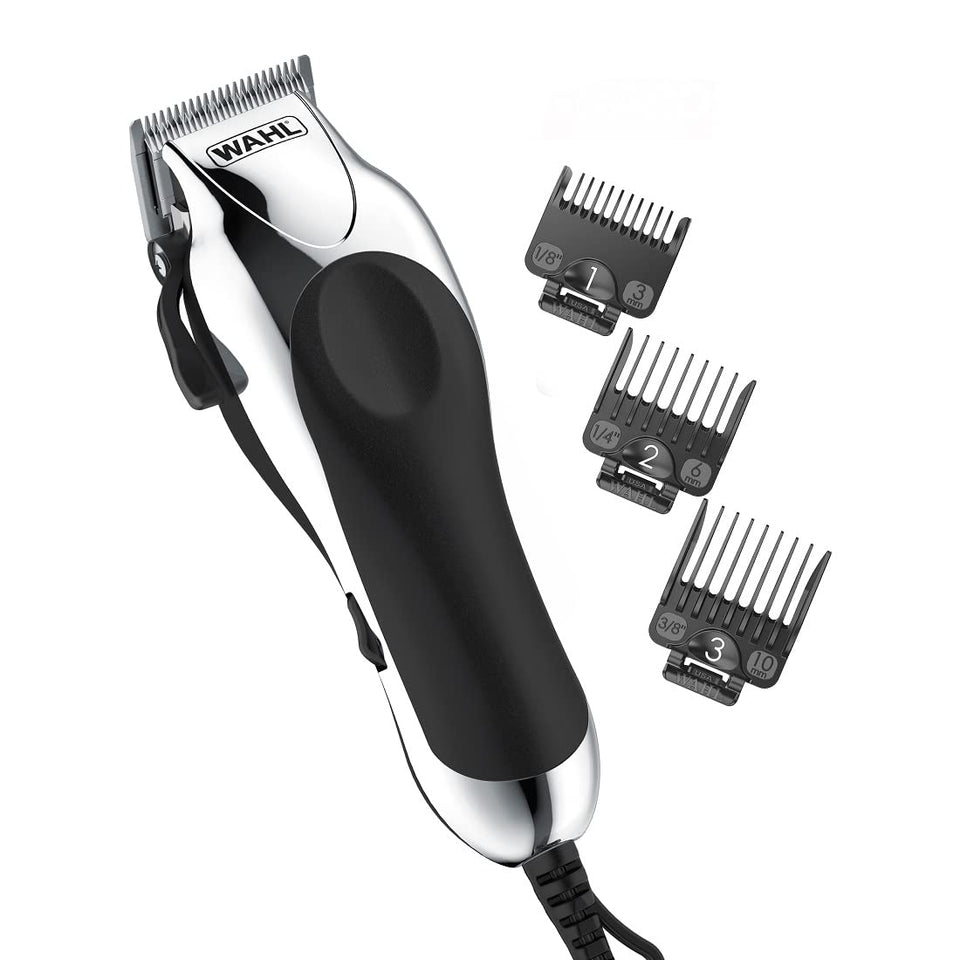 Wahl Chrome Pro front view showing clipper and soft-touch grip for stable handling