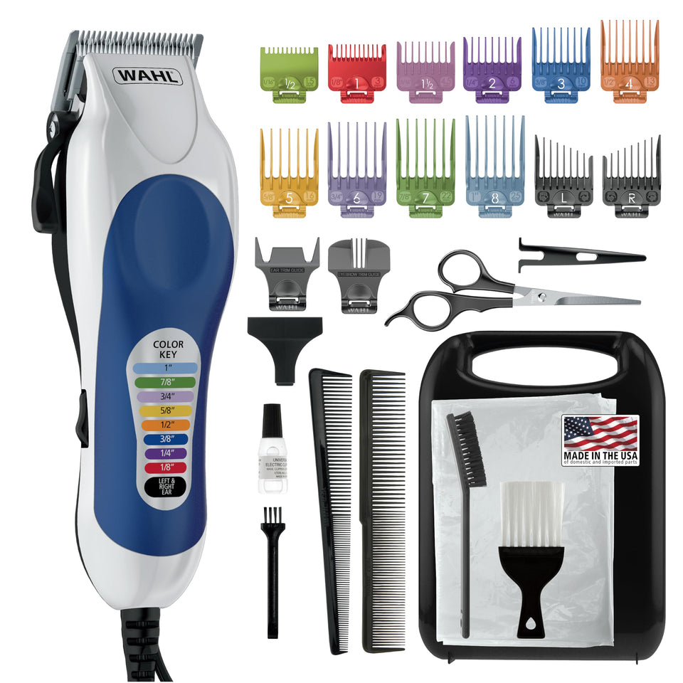Wahl clipper front packaging showing kit contents and benefits
