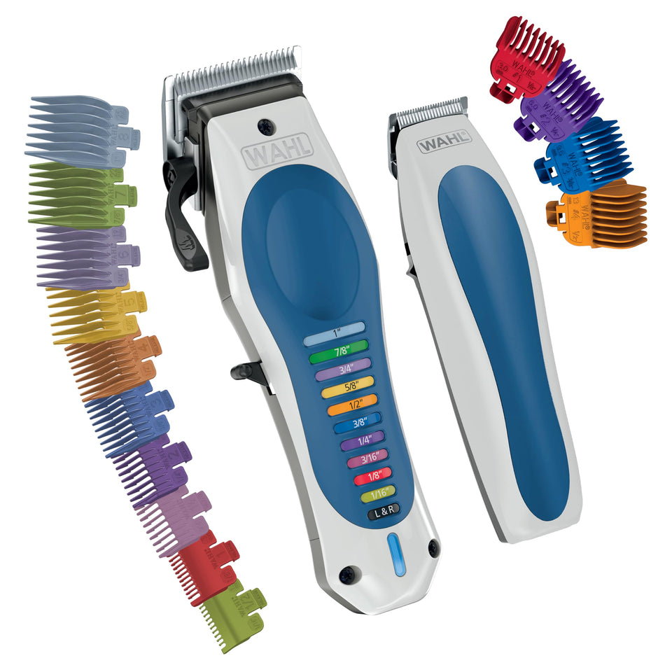 Wahl front view of clipper showing controls and color-coded design for easy use
