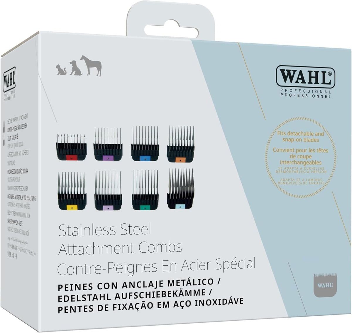 Wahl comb snapped onto detachable blade demonstrating secure fit