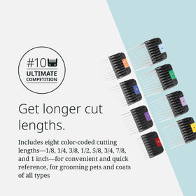 Wahl combs held in hand to show scale and durable steel