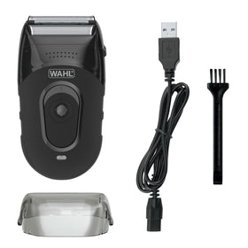 Wahl compact front view showing ergonomic grip and dual foil head for comfortable shaves