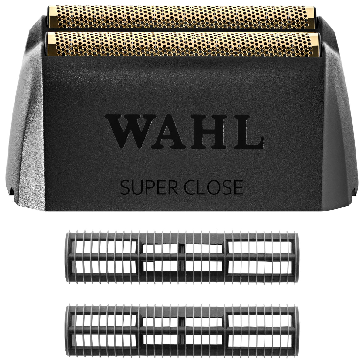 Wahl foil head front view showing new cutting surface and improved shave benefit