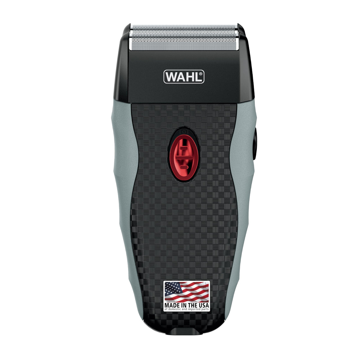Wahl shaver front view showing dual foils and ergonomic grip for comfortable close shaves