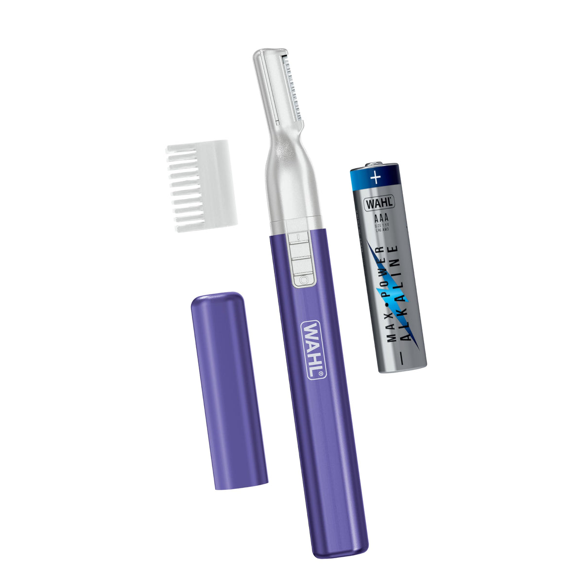 Wahl front view pen trimmer showing compact design and color, ideal for travel